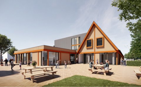 Afbeelding school met aanbouw 2025